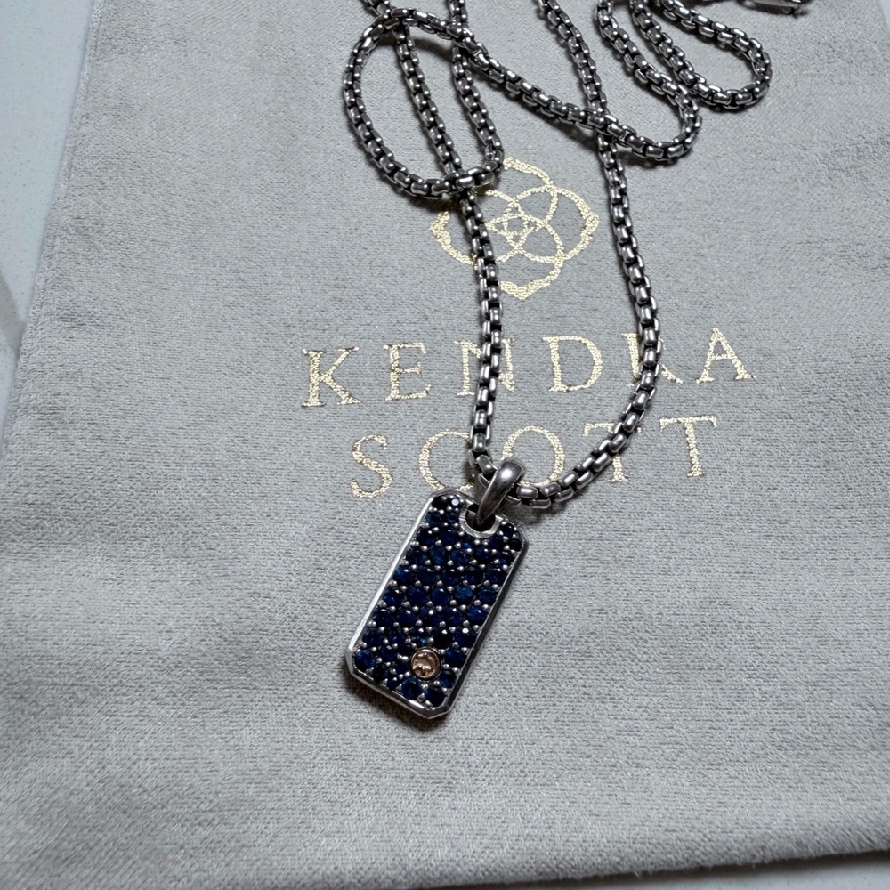 Effy Men's Blue Sapphire Pendant Necklace - 925 Silver Chain